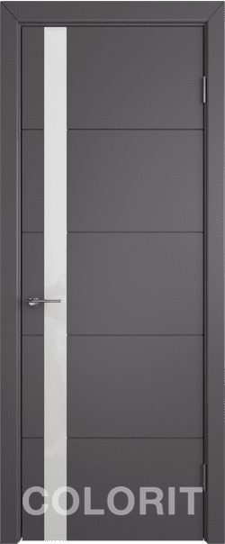 Межкомнатная дверь  COLORIT К4  ДО, массив + МДФ, эмаль, 800*2000, Цвет: Графит эмаль, Lacobel белый лак