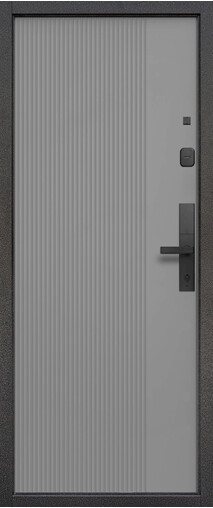 Входная дверь  Е-ТРЕЙД Тайга 9 см Вертикаль, 860*2050, 90 мм, внутри меламиновая панель, покрытие пвх, цвет Эмалит серый