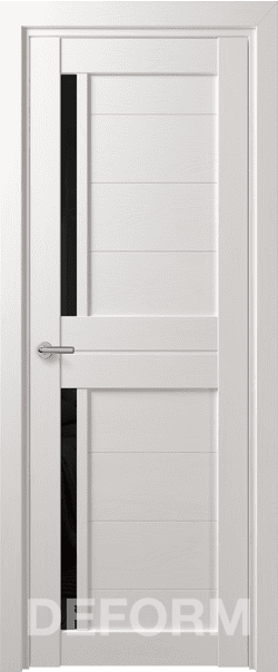 Межкомнатная дверь  DEFORM D D17 DEFORM ДО, массив + МДФ, экошпон на основе ПВХ, 800*2000, Цвет: Дуб шале снежный (лак), Lacobel черный лак