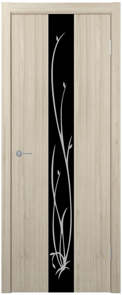 Межкомнатная дверь  STARK ST13 ДО, массив + МДФ, экошпон на основе ПВХ, 800*2000, Цвет: Капучино, Lacobel черный с рисунком