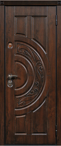 Входная дверь  Сталлер Луна, 860*2050, 93 мм, снаружи мдф влагостойкий, покрытие Vinorit, Цвет Дуб темный