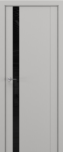 Межкомнатная дверь  Zadoor S S26 ДО, массив + МДФ, Полипропилен RENOLIT, 800*2000, Цвет: Матовый Серый, Lacobel Black Classic