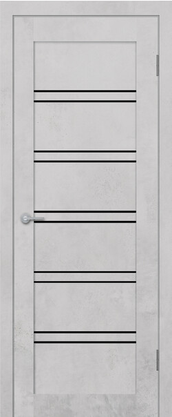 Межкомнатная дверь  STARK ST5 ДО, массив + МДФ, экошпон на основе ПВХ, 800*2000, Цвет: Бетон белый, Lacobel черный лак