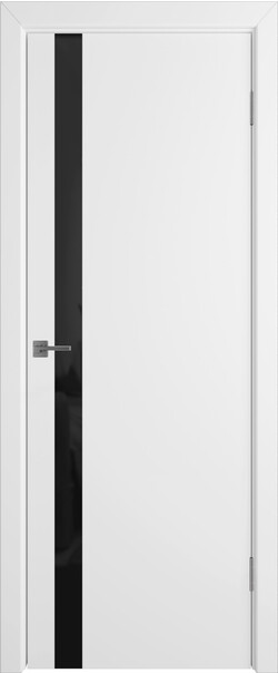 Межкомнатная дверь  Winter Ньюта ET ДО, массив + МДФ, эмаль, 800*2000, Цвет: Белая эмаль, Lacobel черный лак