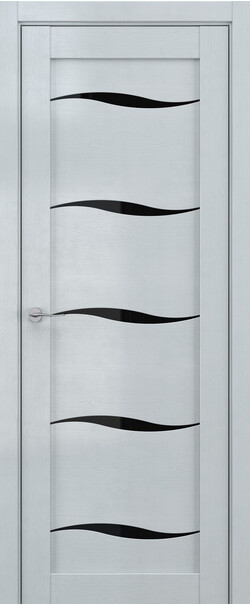 Межкомнатная дверь  DEFORM V V1, массив + МДФ, экошпон на основе ПВХ, 800*2000, Цвет: Грей вуд, Lacobel черный лак