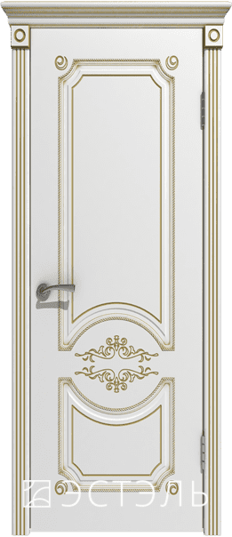 Межкомнатная дверь  Эстель люкс Милана эст. ДГ, массив + МДФ, эмаль, 800*2000, Цвет: Белая эмаль