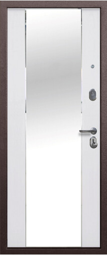 Входная дверь  Е-ТРЕЙД Тайга 7 см Зеркало, 860*2050, 68 мм, внутри мдф 8мм, покрытие пвх, цвет Эмалит белый