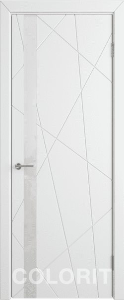 Межкомнатная дверь  COLORIT К5  ДО, массив + МДФ, эмаль, 800*2000, Цвет: Белая эмаль, Lacobel белый лак
