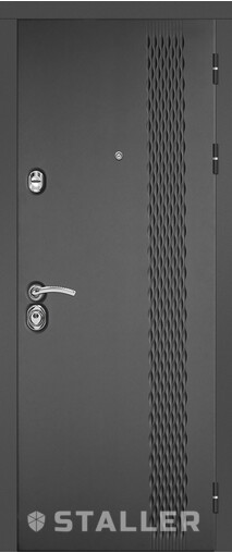 Входная дверь  Сталлер Лика, 960*2050, 85 мм, снаружи мдф влагостойкий, покрытие Эмаль, Цвет Черно-серый