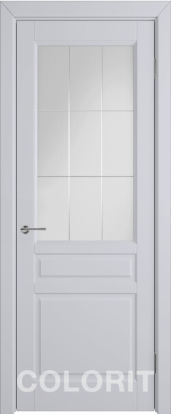 Межкомнатная дверь  COLORIT К2  ДО, массив + МДФ, эмаль, 800*2000, Цвет: Светло-серая эмаль, мателюкс матовое с фрезеровкой решетка