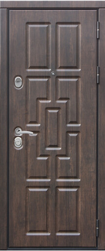 Входная дверь  Сталлер Квадро мет., 860*2050, 93 мм, снаружи мдф, покрытие пвх, Цвет Тиковое дерево