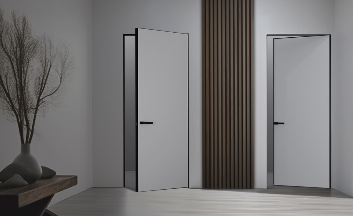 Скрытые двери-невидимки Invisible Gamma от «Юркас» прямого и обратного реверсивного открывания