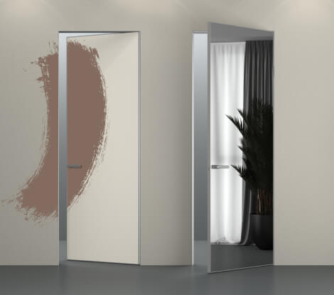 Скрытые двери-невидимки в грунте под покраску или с зеркалом