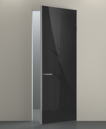 Скрытые двери-невидимки в отделке стекло черное лакобель