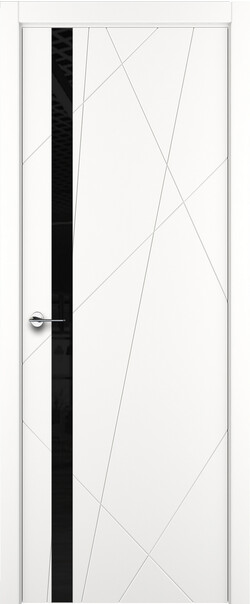 Межкомнатная дверь  ART Lite Chaos ДО, массив + МДФ, эмаль, 800*2000, Цвет: Белая эмаль, Lacobel черный лак