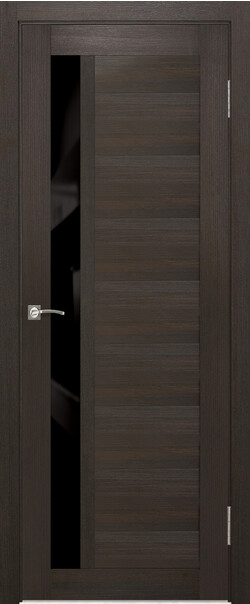 Межкомнатная дверь  Portas 28S(р), массив + МДФ, экошпон на основе ПВХ, 800*2000, Цвет: Орех шоколад, Lacobel черный лак