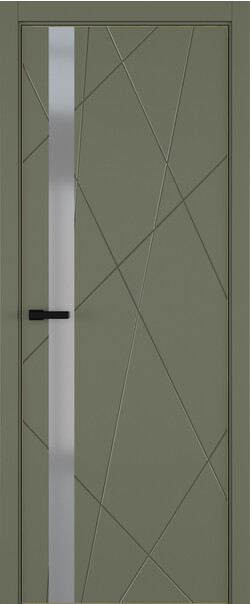 Межкомнатная дверь  ART Lite Chaos ДО, массив + МДФ, эмаль, 800*2000, Цвет: Оливковая эмаль, Matelac серый мат.