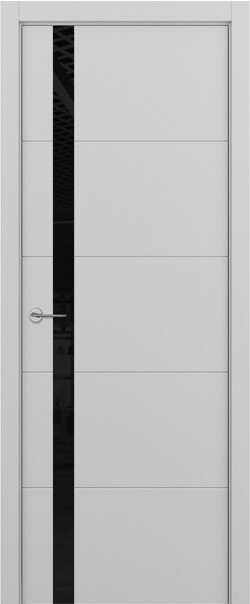 Межкомнатная дверь  ART Lite Groove ДО, массив + МДФ, эмаль, 800*2000, Цвет: Светло-серая эмаль RAL 7047, Lacobel черный лак