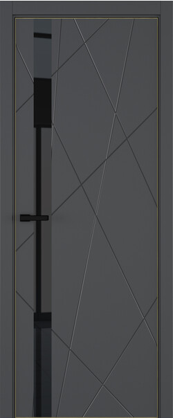 Межкомнатная дверь  ART Lite Chaos ДО, массив + МДФ, эмаль, 800*2000, Цвет: Темно-серая эмаль, Lacobel черный лак