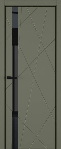 Межкомнатная дверь  ART Lite Chaos ДО, массив + МДФ, эмаль, 800*2000, Цвет: Оливковая эмаль, Lacobel черный лак