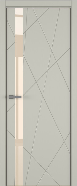 Межкомнатная дверь  ART Lite Chaos ДО, массив + МДФ, эмаль, 800*2000, Цвет: Серый шелк эмаль RAL 7044, Lacobel бежевый лак