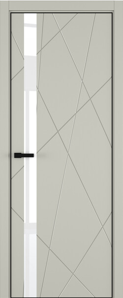 Межкомнатная дверь  ART Lite Chaos ДО, массив + МДФ, эмаль, 800*2000, Цвет: Серый шелк эмаль RAL 7044, Lacobel White Pure