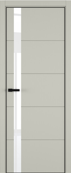 Межкомнатная дверь  ART Lite Groove ДО, массив + МДФ, эмаль, 800*2000, Цвет: Серый шелк эмаль RAL 7044, Lacobel White Pure