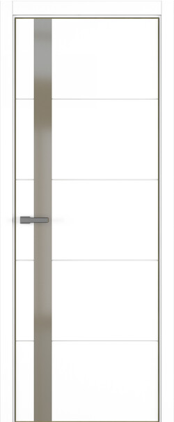 Межкомнатная дверь  ART Lite Groove ДО, массив + МДФ, эмаль, 800*2000, Цвет: Белая эмаль, Matelac бронза мат.