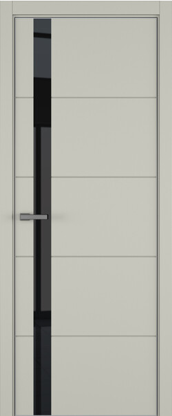 Межкомнатная дверь  ART Lite Groove ДО, массив + МДФ, эмаль, 800*2000, Цвет: Серый шелк эмаль RAL 7044, Lacobel черный лак