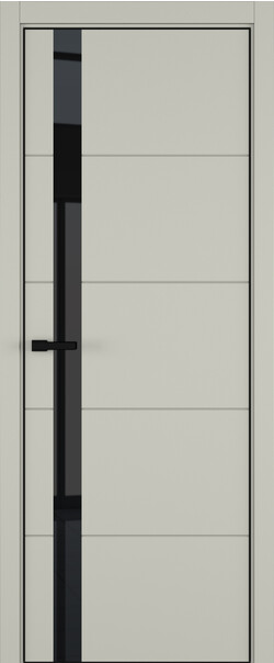 Межкомнатная дверь  ART Lite Groove ДО, массив + МДФ, эмаль, 800*2000, Цвет: Серый шелк эмаль RAL 7044, Lacobel черный лак