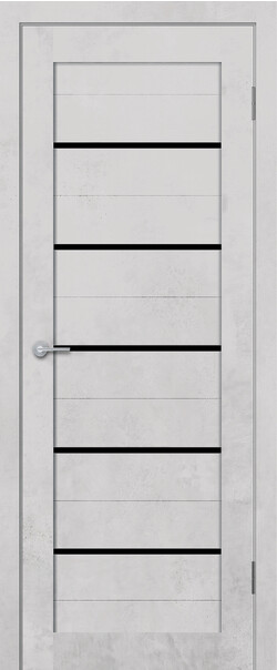 Межкомнатная дверь  STARK ST1 ДО, массив + МДФ, экошпон на основе ПВХ, 800*2000, Цвет: Бетон белый, Lacobel черный лак