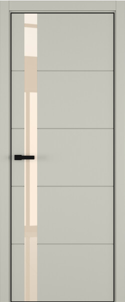 Межкомнатная дверь  ART Lite Groove ДО, массив + МДФ, эмаль, 800*2000, Цвет: Серый шелк эмаль RAL 7044, Lacobel бежевый лак