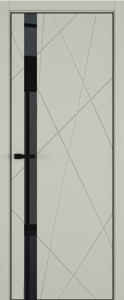 Межкомнатная дверь  ART Lite Chaos ДО, массив + МДФ, эмаль, 800*2000, Цвет: Серый шелк эмаль RAL 7044, Lacobel черный лак
