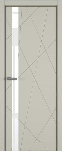 Межкомнатная дверь  ART Lite Chaos ДО, массив + МДФ, эмаль, 800*2000, Цвет: Серый шелк эмаль RAL 7044, Lacobel White Pure