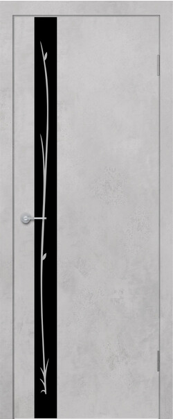 Межкомнатная дверь  STARK ST12 ДО, массив + МДФ, экошпон на основе ПВХ, 800*2000, Цвет: Бетон белый, Lacobel черный с рисунком