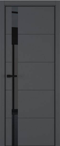 Межкомнатная дверь  ART Lite Groove ДО, массив + МДФ, эмаль, 800*2000, Цвет: Темно-серая эмаль, Lacobel черный лак