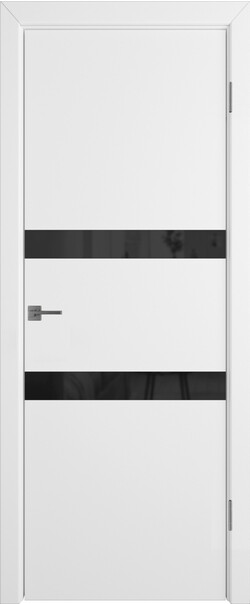 Межкомнатная дверь  Winter Ньюта ДО, массив + МДФ, эмаль, 800*2000, Цвет: Белая эмаль, Lacobel черный лак