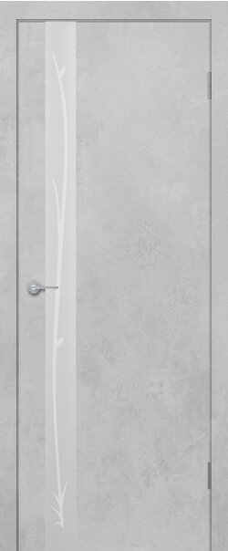 Межкомнатная дверь  STARK ST12 ДО, массив + МДФ, экошпон на основе ПВХ, 800*2000, Цвет: Бетон белый, зеркало матовое с рис.