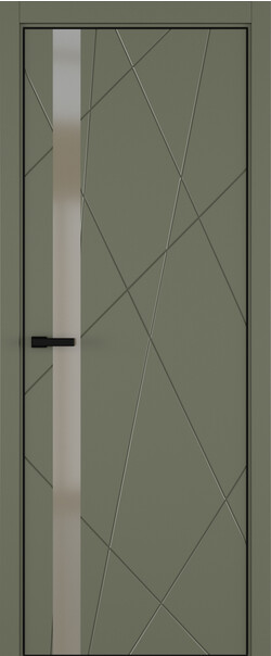 Межкомнатная дверь  ART Lite Chaos ДО, массив + МДФ, эмаль, 800*2000, Цвет: Оливковая эмаль, Matelac бронза мат.