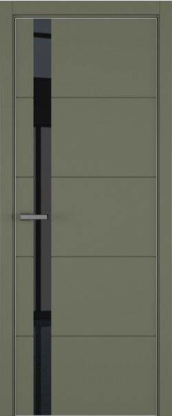 Межкомнатная дверь  ART Lite Groove ДО, массив + МДФ, эмаль, 800*2000, Цвет: Оливковая эмаль, Lacobel черный лак