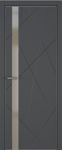 Межкомнатная дверь  ART Lite Chaos ДО, массив + МДФ, эмаль, 800*2000, Цвет: Темно-серая эмаль, Matelac бронза мат.
