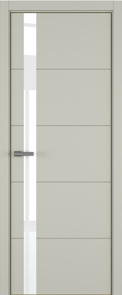 Межкомнатная дверь  ART Lite Groove ДО, массив + МДФ, эмаль, 800*2000, Цвет: Серый шелк эмаль RAL 7044, Lacobel White Pure