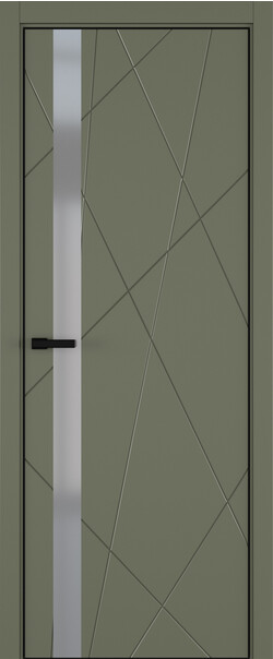 Межкомнатная дверь  ART Lite Chaos ДО, массив + МДФ, эмаль, 800*2000, Цвет: Оливковая эмаль, Matelac серый мат.