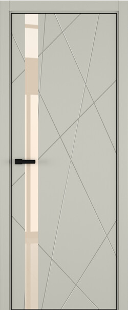Межкомнатная дверь  ART Lite Chaos ДО, массив + МДФ, эмаль, 800*2000, Цвет: Серый шелк эмаль RAL 7044, Lacobel бежевый лак