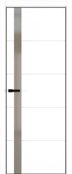 Межкомнатная дверь  ART Lite Groove ДО, массив + МДФ, эмаль, 800*2000, Цвет: Белая эмаль, Matelac бронза мат.
