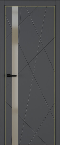 Межкомнатная дверь  ART Lite Chaos ДО, массив + МДФ, эмаль, 800*2000, Цвет: Темно-серая эмаль, Matelac бронза мат.