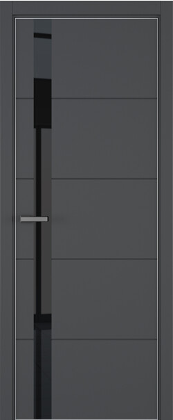 Межкомнатная дверь  ART Lite Groove ДО, массив + МДФ, эмаль, 800*2000, Цвет: Темно-серая эмаль, Lacobel черный лак