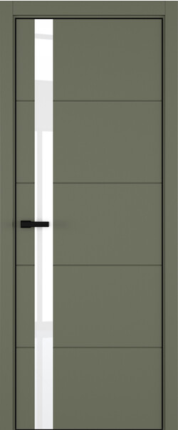 Межкомнатная дверь  ART Lite Groove ДО, массив + МДФ, эмаль, 800*2000, Цвет: Оливковая эмаль, Lacobel White Pure