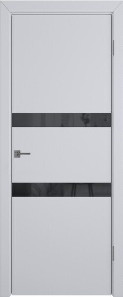 Межкомнатная дверь  Winter Ньюта ДО, массив + МДФ, эмаль, 800*2000, Цвет: Светло-серая эмаль, Lacobel черный лак