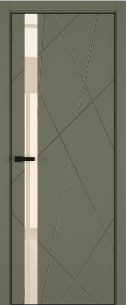 Межкомнатная дверь  ART Lite Chaos ДО, массив + МДФ, эмаль, 800*2000, Цвет: Оливковая эмаль, Lacobel бежевый лак